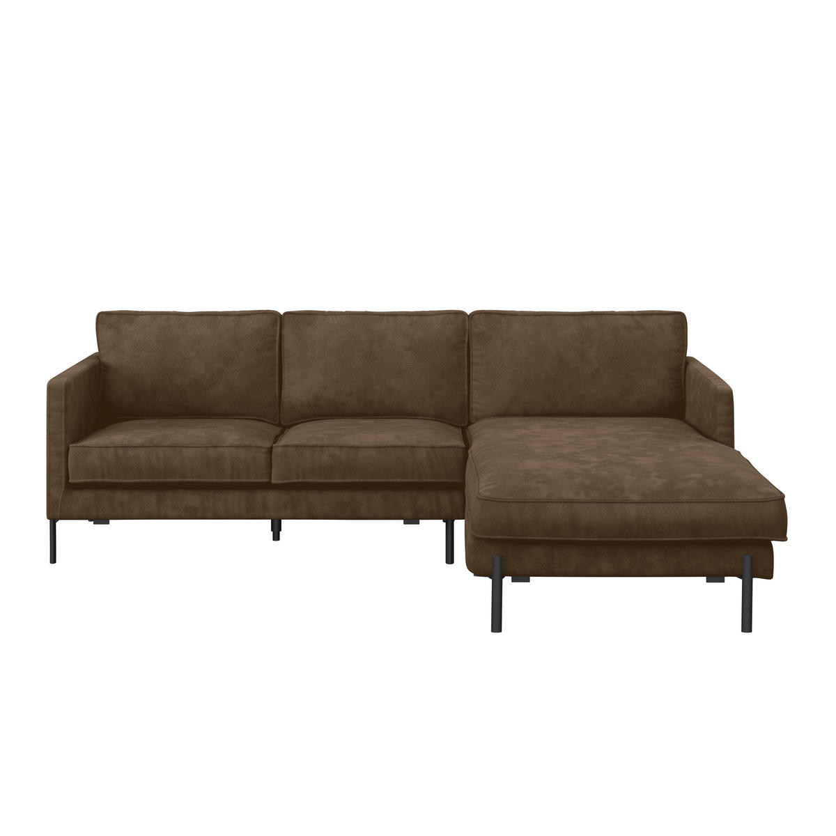 ECKSOFA in Flachgewebe Braun  - Schwarz/Braun, Trend, Textil/Metall (232/154cm) - Livetastic
