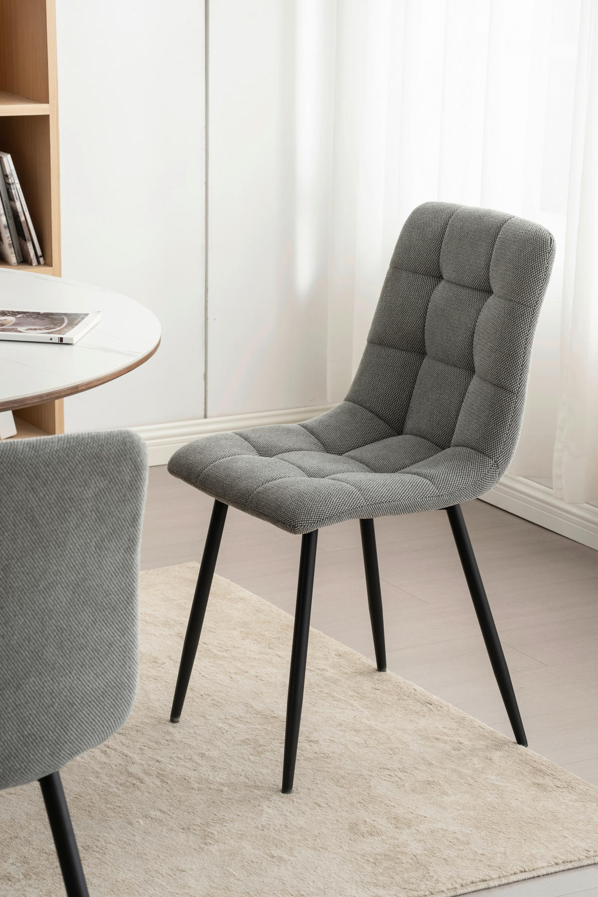 STOL S ŠTIRIMI NOGAMI, les, kovina, tekstil siva  - siva/črna, Konvencionalno, kovina/tekstil (45/88/55cm) - P & B