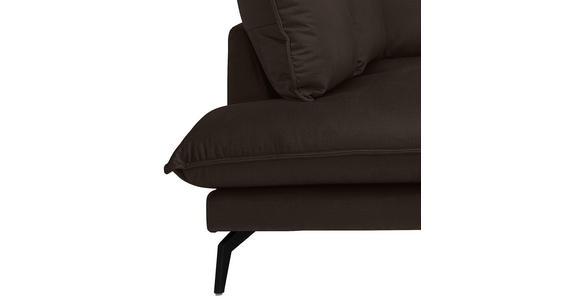 ECKSOFA in Samt Dunkelbraun  - Dunkelbraun/Schwarz, Design, Textil/Metall (200/241cm) - Carryhome