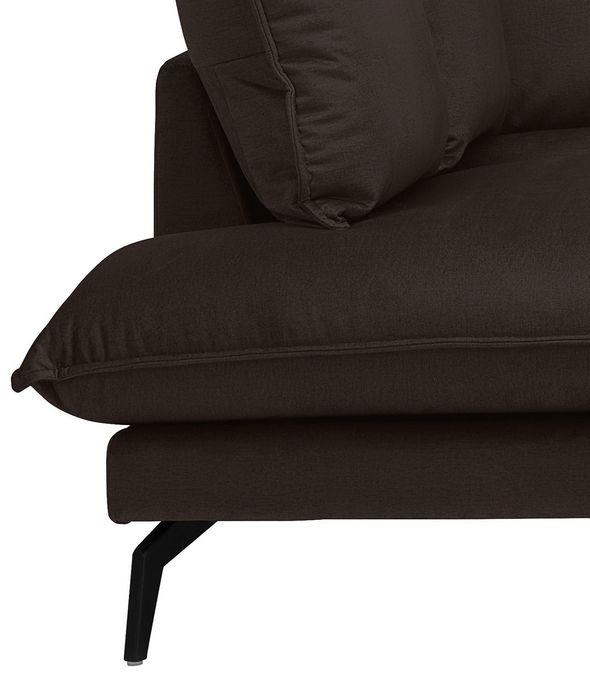 ECKSOFA in Samt Dunkelbraun  200/241 cm  - Dunkelbraun/Schwarz, Design, Textil/Metall (200/241cm) - Carryhome