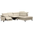 ECKSOFA in Echtleder Creme  - Creme/Schwarz, Design, Leder/Metall (285/239cm) - Cantus