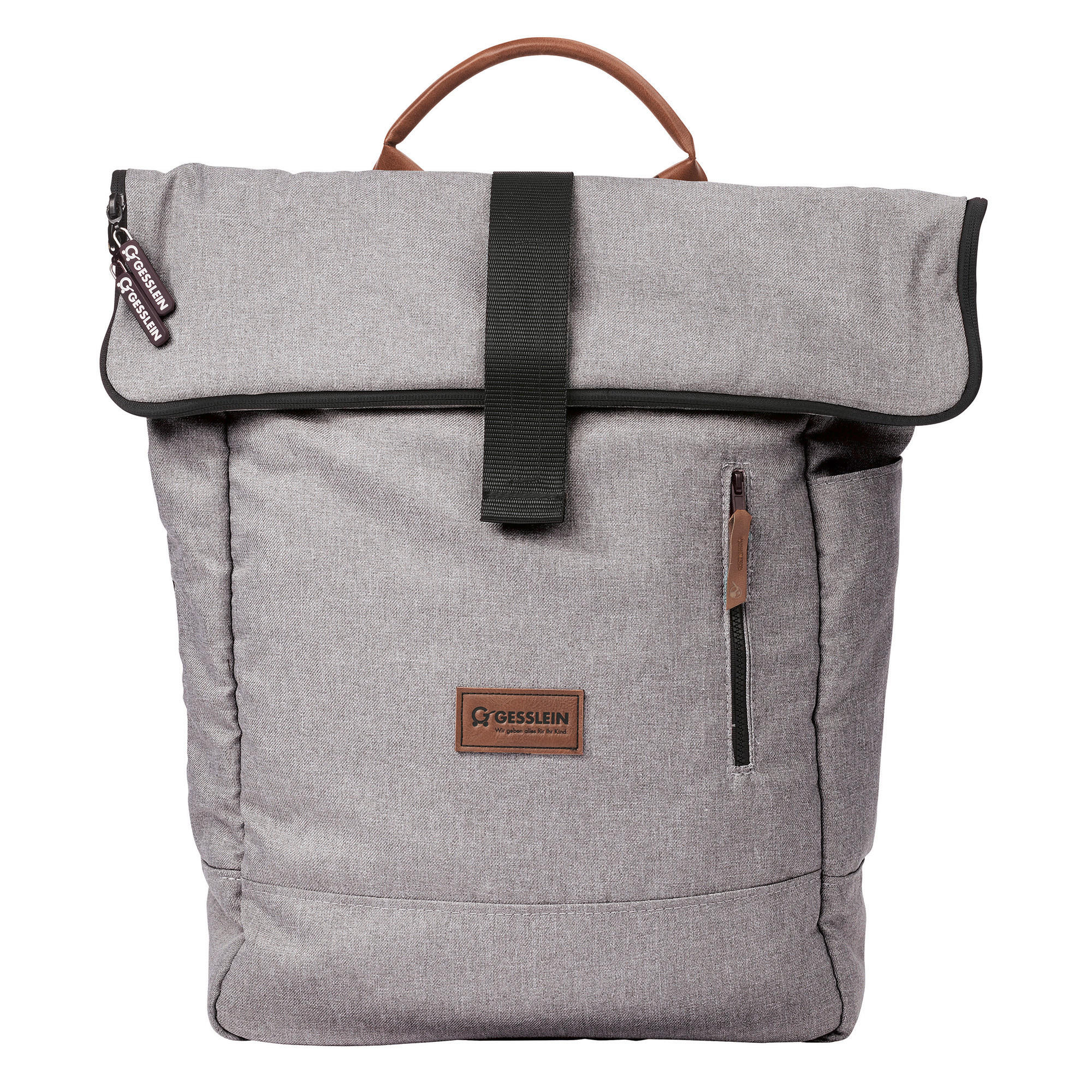 WICKELRUCKSACK N° 6 Hellgrau Meliert/Tabak  - Hellgrau/Braun, Basics, Textil (31/45/12cm) - Gesslein