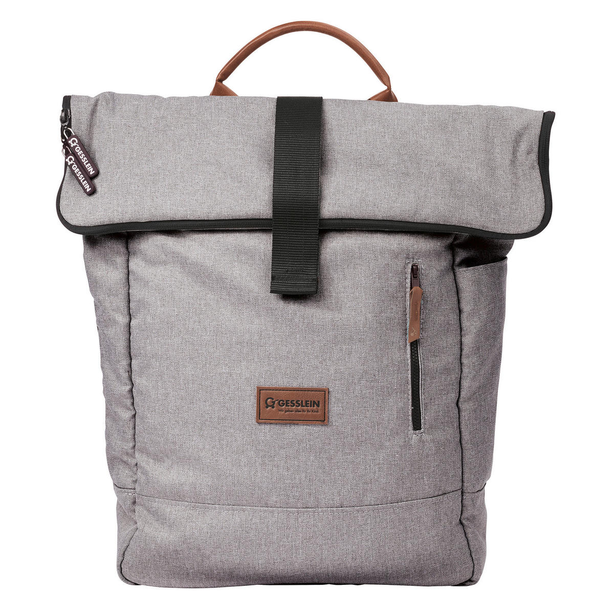 WICKELRUCKSACK N° 6 Hellgrau Meliert/Tabak  - Hellgrau/Braun, Basics, Textil (31/45/12cm) - Gesslein