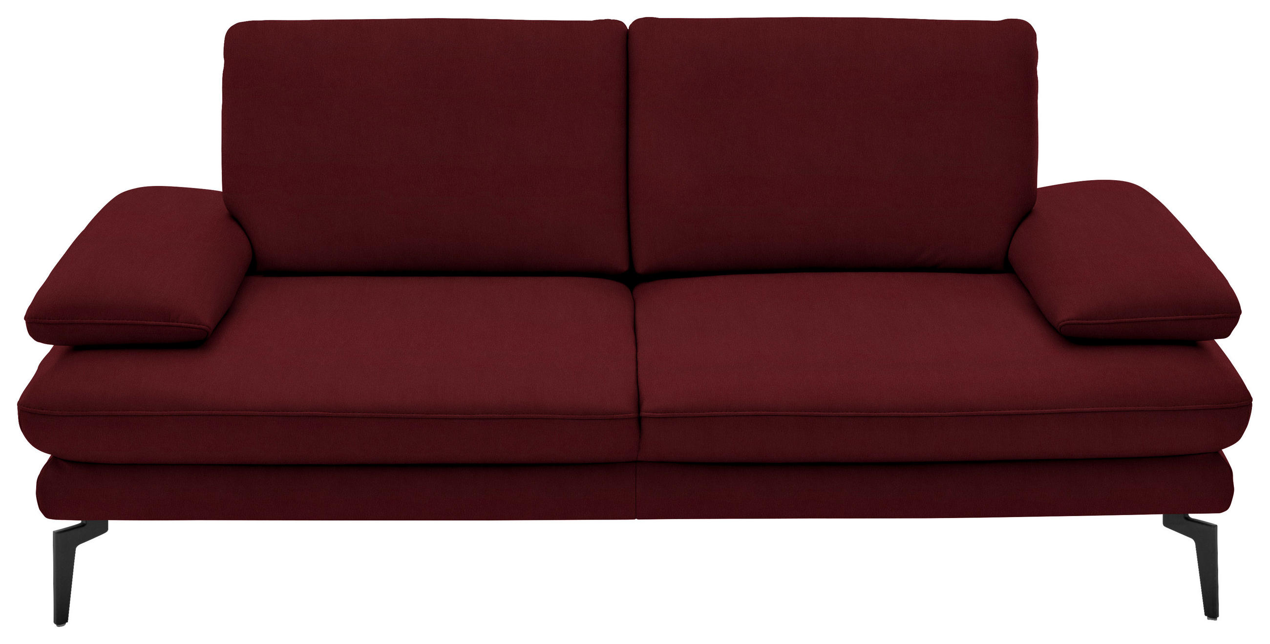 2,5-SITZER in Echtleder Dunkelrot  - Schwarz/Dunkelrot, Design, Leder/Metall (196/86/104cm) - Dieter Knoll