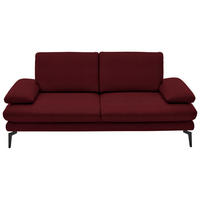 2,5-SITZER in Echtleder Dunkelrot  - Schwarz/Dunkelrot, Design, Leder/Metall (196/86/104cm) - Dieter Knoll