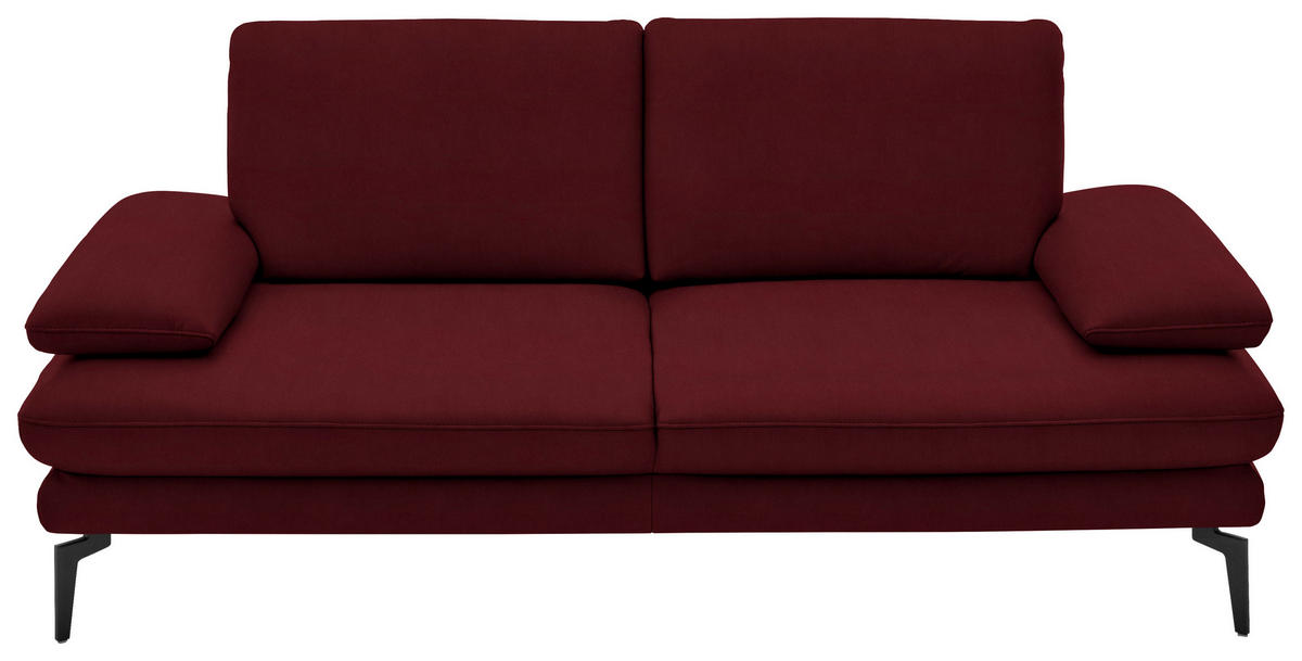 2,5-SITZER in Echtleder Dunkelrot  - Schwarz/Dunkelrot, Design, Leder/Metall (196/86/104cm) - Dieter Knoll