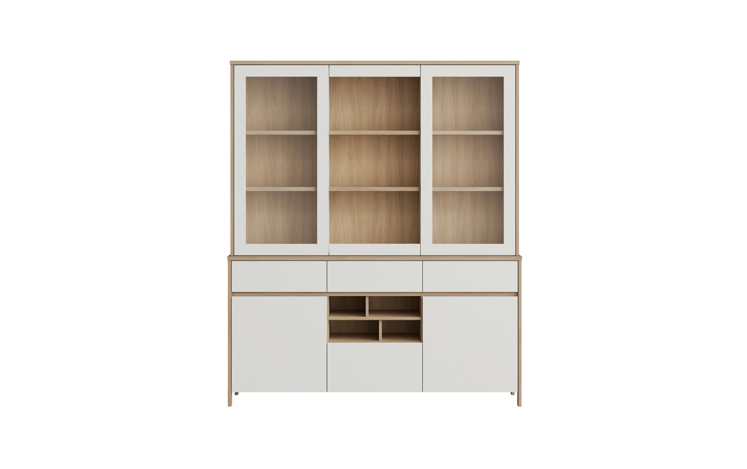 BUFFET 164/195/39 cm  in Weiß  - Eichefarben/Weiß, Design, Holzwerkstoff (164/195/39cm) - MID.YOU
