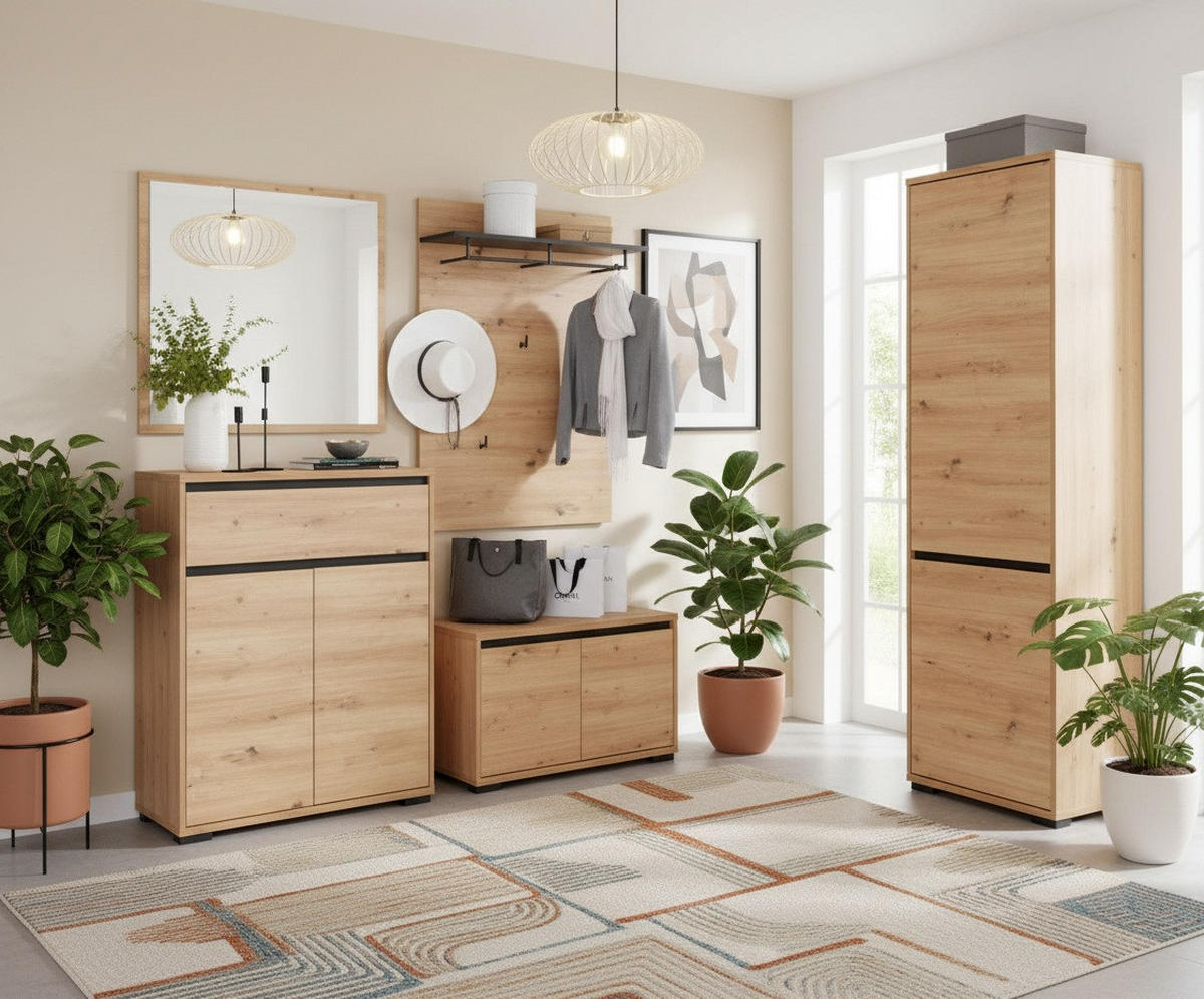 GARDEROBE  in 220/195/38 cm  - Anthrazit/Eiche Artisan, MODERN, Holzwerkstoff (220/195/38cm) - Xora