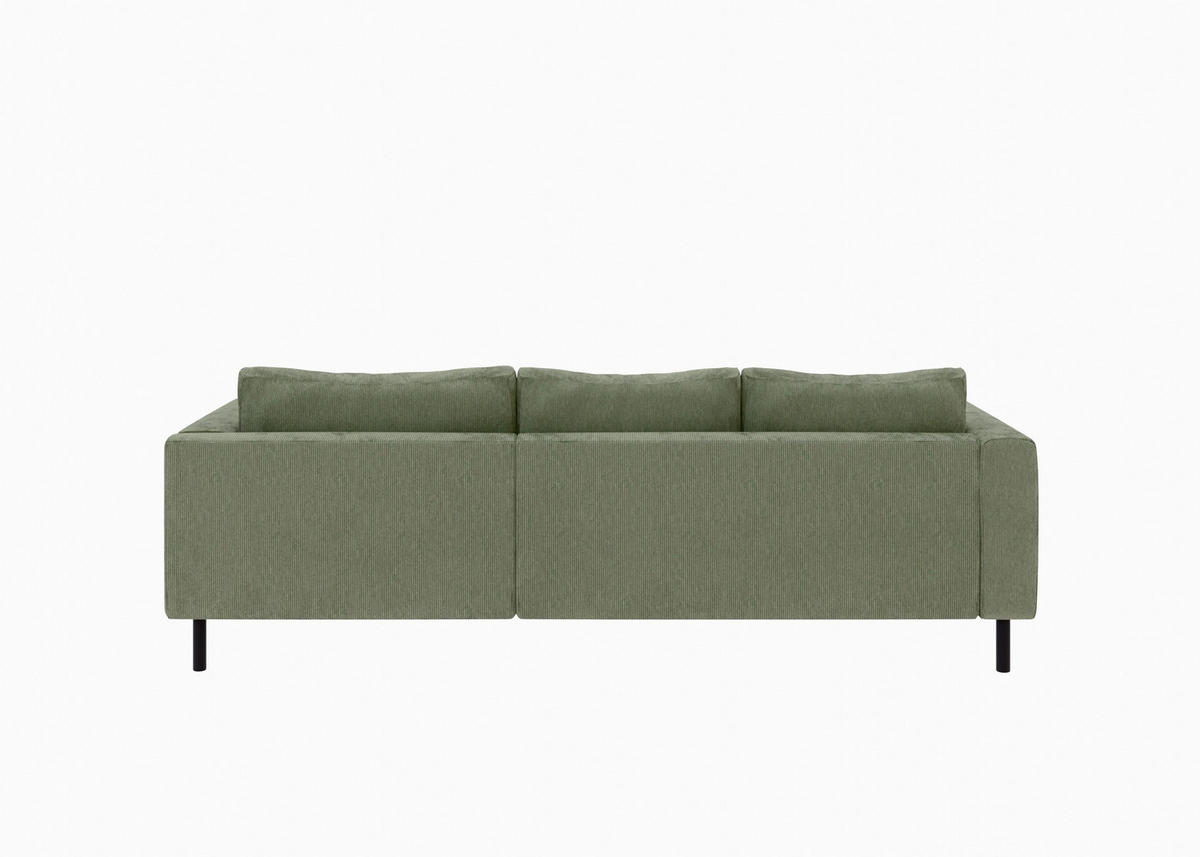 ECKSCHLAFSOFA  mit Rücken echt, Armteil links, Armteil rechts Cord Grün  - Schwarz/Grün, MODERN, Textil/Metall (232/161cm) - Trendmanufaktur