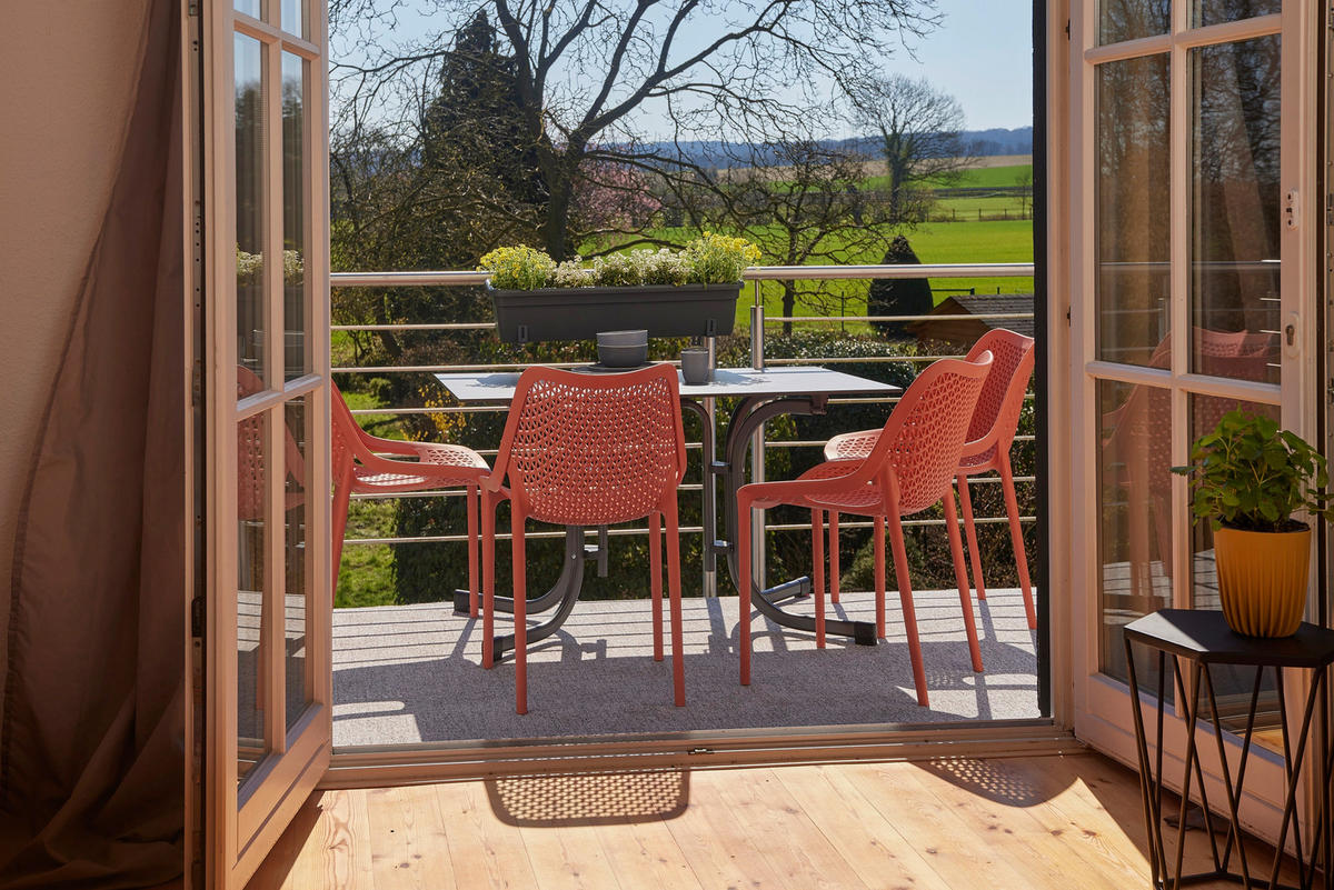 GARTENGARNITUR 3-teilig Stahl  - Anthrazit/Rot, Basics, Kunststoff/Metall (80/81/80cm) - Siena Garden