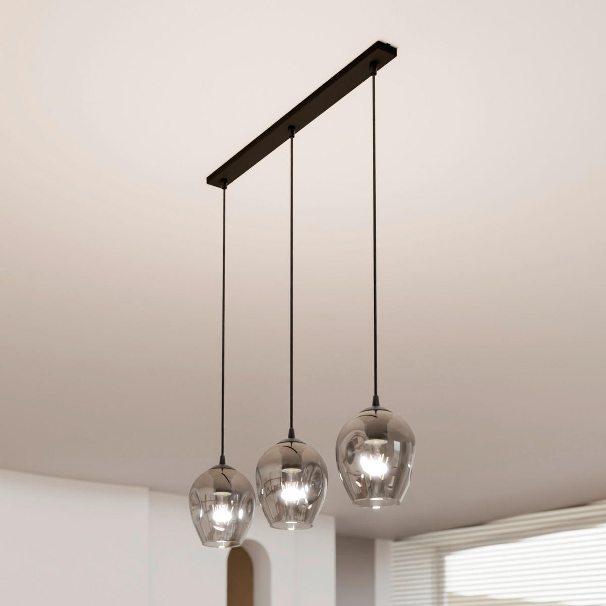 HÄNGELEUCHTE  70/14/100 cm    - Schwarz, KONVENTIONELL, Glas/Metall (70/14/100cm)