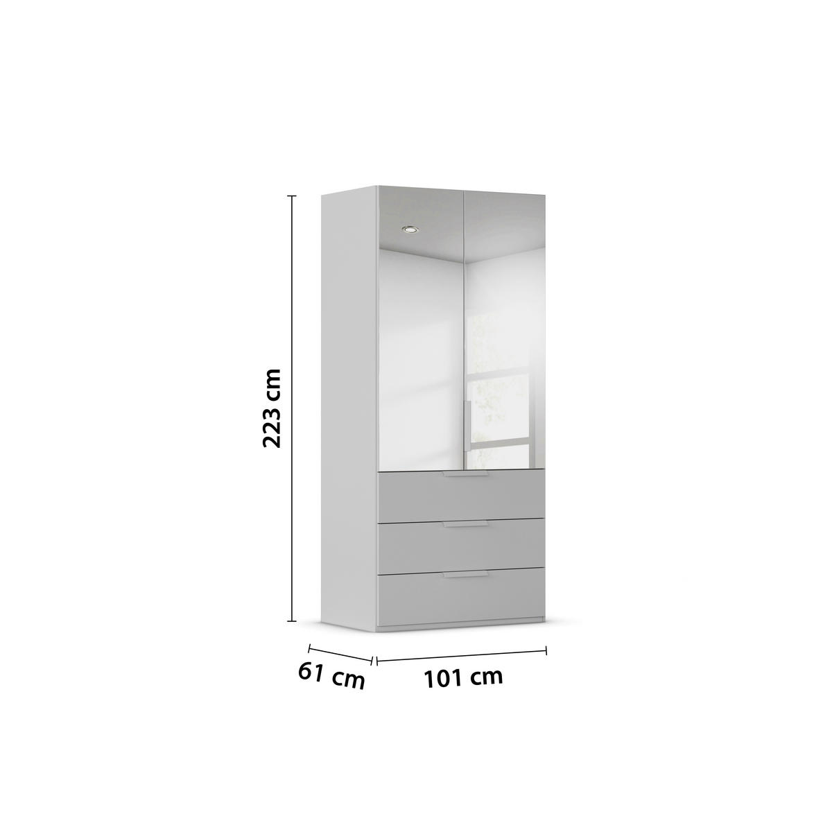 DREHTÜRENSCHRANK 101/223/61 cm,  in Graphitfarben, 2-türig  - Graphitfarben, Basics, Glas/Holzwerkstoff (101/223/61cm) - Novel