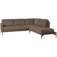 ECKSOFA in Flachgewebe, Struktur Braun  - Anthrazit/Braun, Design, Textil/Metall (254/230cm) - Ambiente