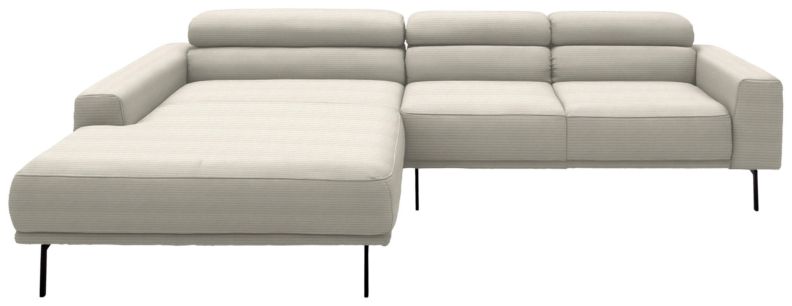 ECKSOFA Cord Naturfarben  - Schwarz/Naturfarben, Design, Textil/Metall (215-217/293cm) - Schöner Wohnen