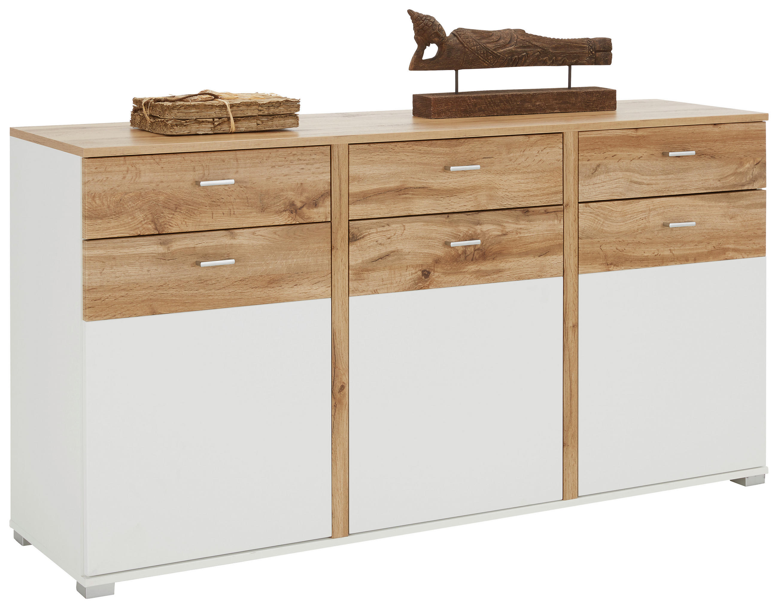 KOMODA S VRATIMA - boja hroma/boja hrasta, Moderno, metal/pločasti materijal (170/87/43cm) - Hom`in