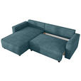 ECKSOFA Türkis Cord Zierkissen, Rückenkissen, Bettkasten, Schlaffunktion, Rücken echt, Liegefläche im Originalstoff  - Türkis/Schwarz, MODERN, Kunststoff/Textil (190/280cm) - Carryhome