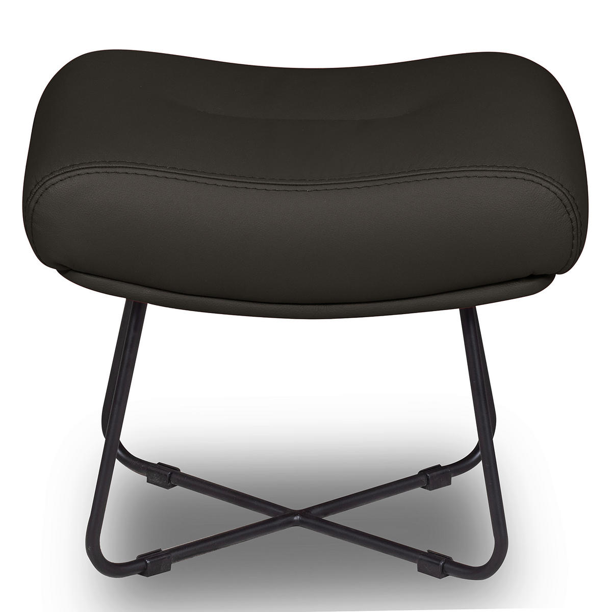 SESSELSET Echtleder Anthrazit  - Anthrazit/Schwarz, Design, Leder/Metall (67/87/74cm) - Livetastic