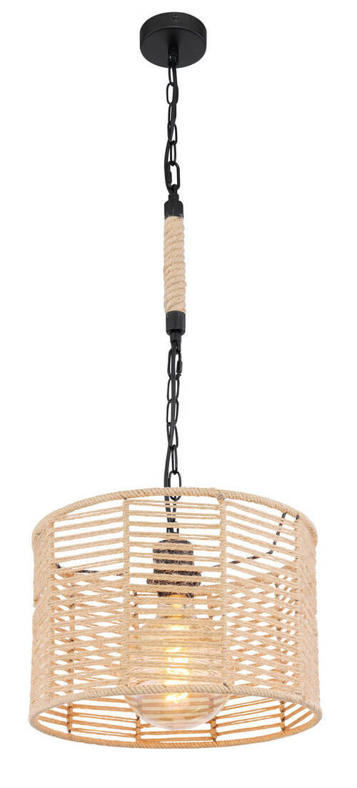 VISEČA SVETILKA        31/120 cm     60 W E27 - črna/rjava, Romantika, kovina/naravni materiali (31/120cm)