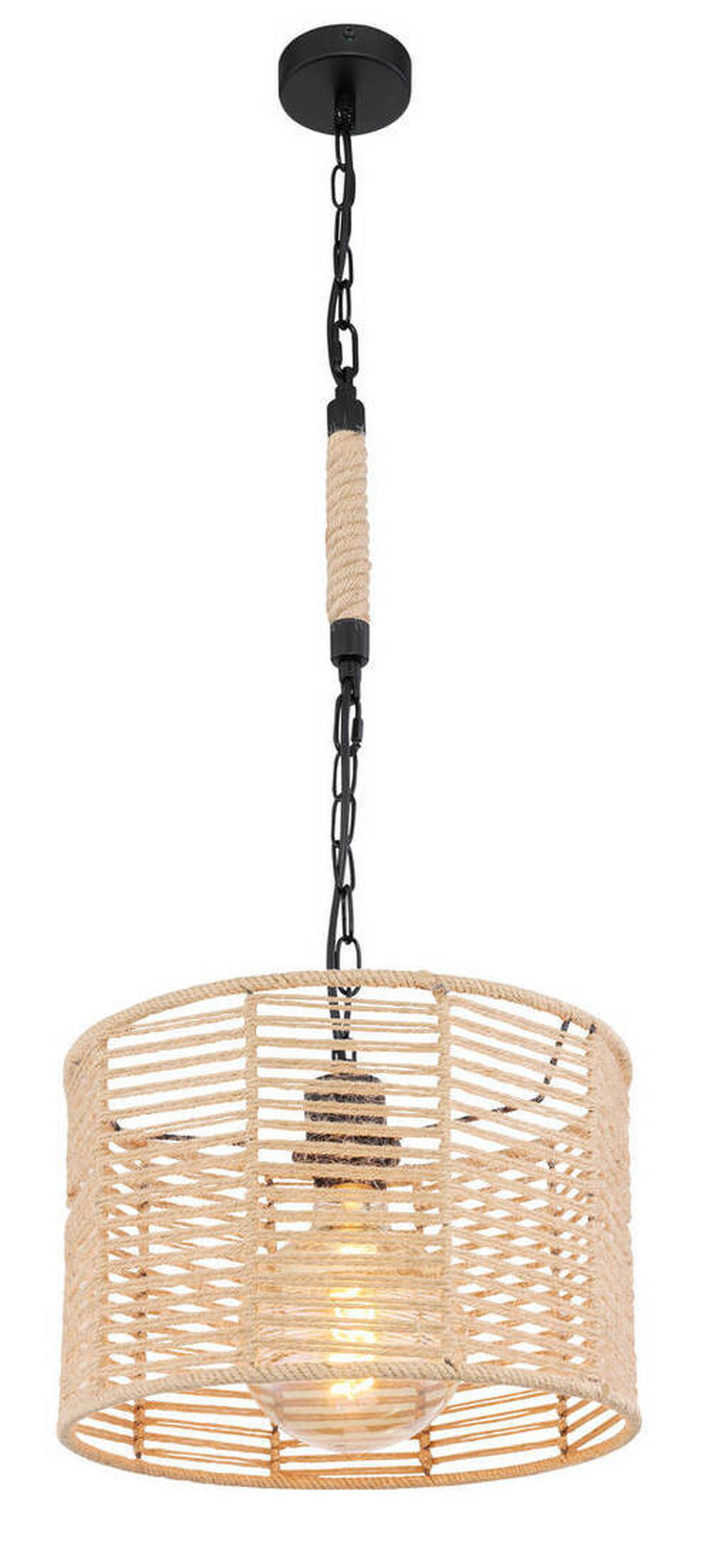 VISEČA SVETILKA        31/120 cm     60 W E27 - črna/rjava, Romantika, kovina/naravni materiali (31/120cm)