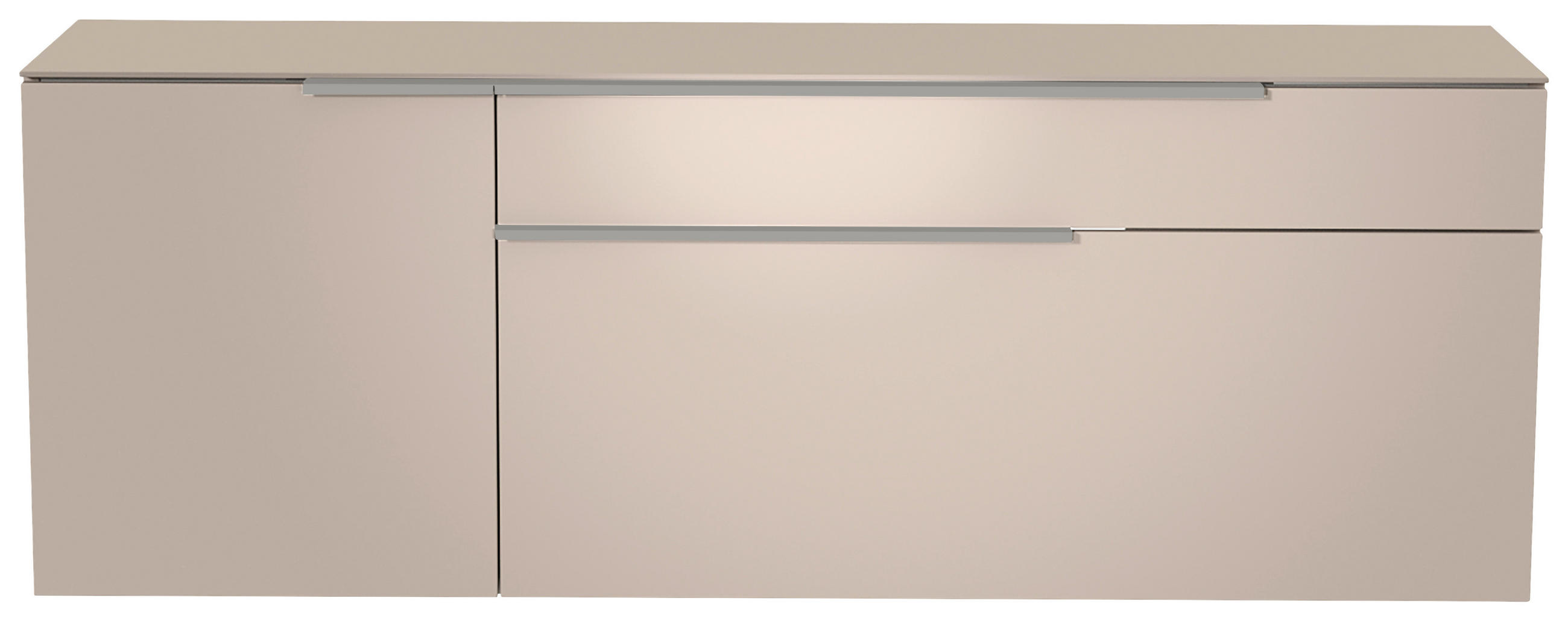 LOWBOARD  in 160/65/45 cm  - Sandfarben/Alufarben, Design, Glas/Holzwerkstoff (160/65/45cm) - Moderano