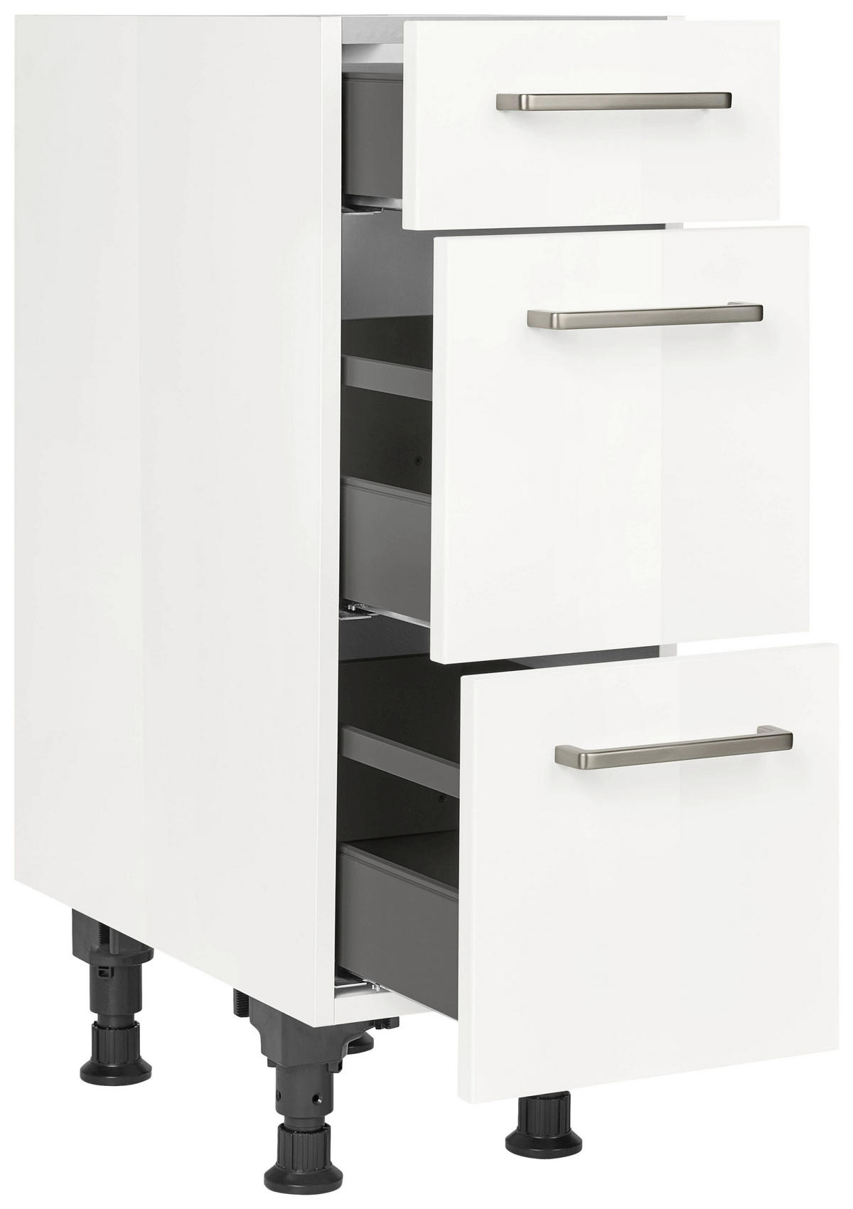 SCHUBKASTENUNTERSCHRANK 30/87/56 cm  in Weiß Hochglanz  - Edelstahlfarben/Weiß Hochglanz, MODERN, Holzwerkstoff/Metall (30/87/56cm) - Nobilia