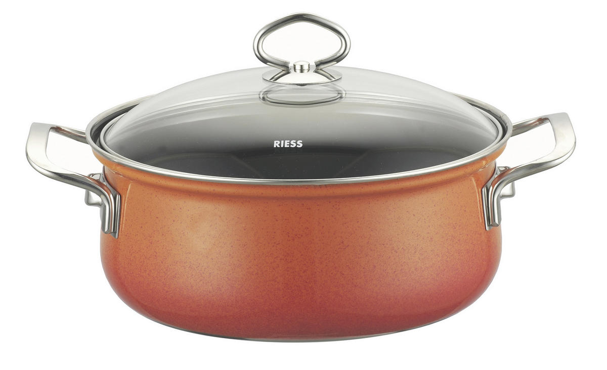 KOCHTOPFSET 7-teilig  - Orange, Basics, Glas/Metall (48,5/28,5/24cm) - Riess