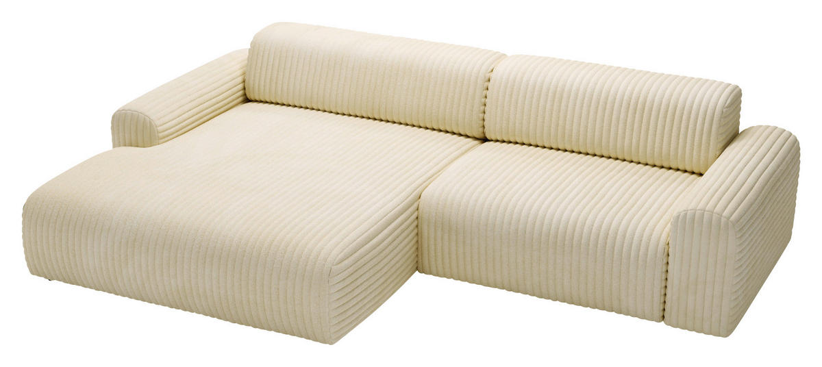 ECKSOFA Beige Cord  - Beige/Schwarz, Design, Kunststoff/Textil (178/292cm) - home24