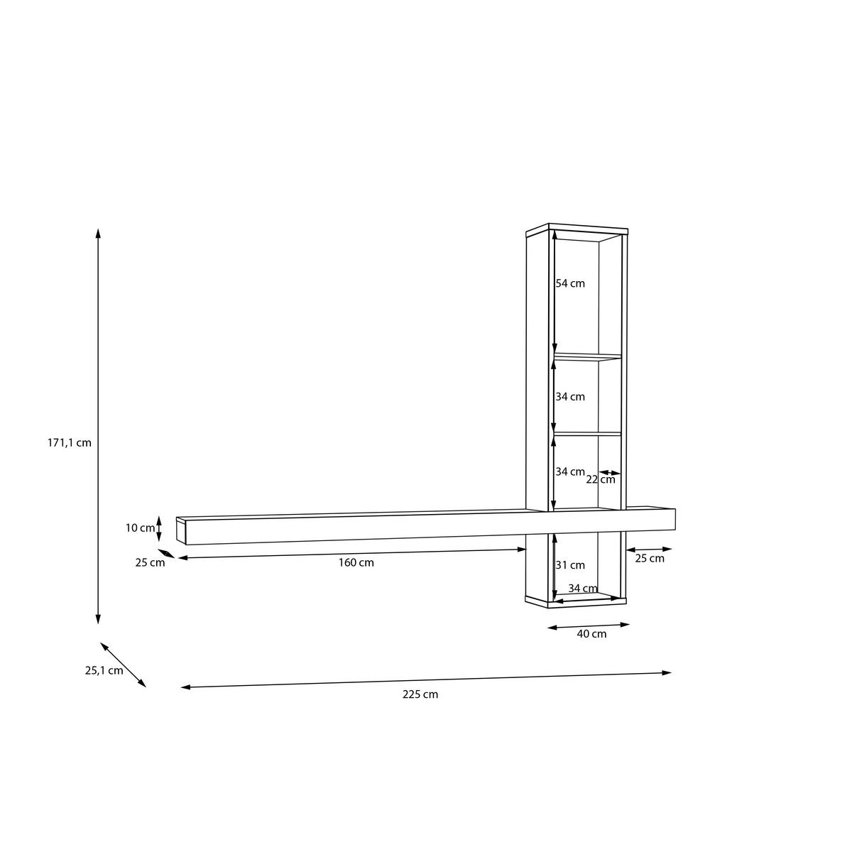 REGAL boje hrasta  drvni materijal  - boje hrasta, Moderno, drvni materijal (225/171,1/25,1cm)