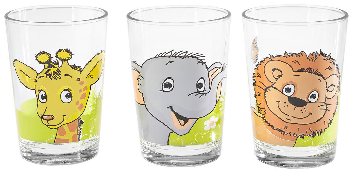 KINDER-GLÄSERSET Afrikatiere  3-teilig  - Klar, KONVENTIONELL, Glas (205ml) - Ritzenhoff Breker