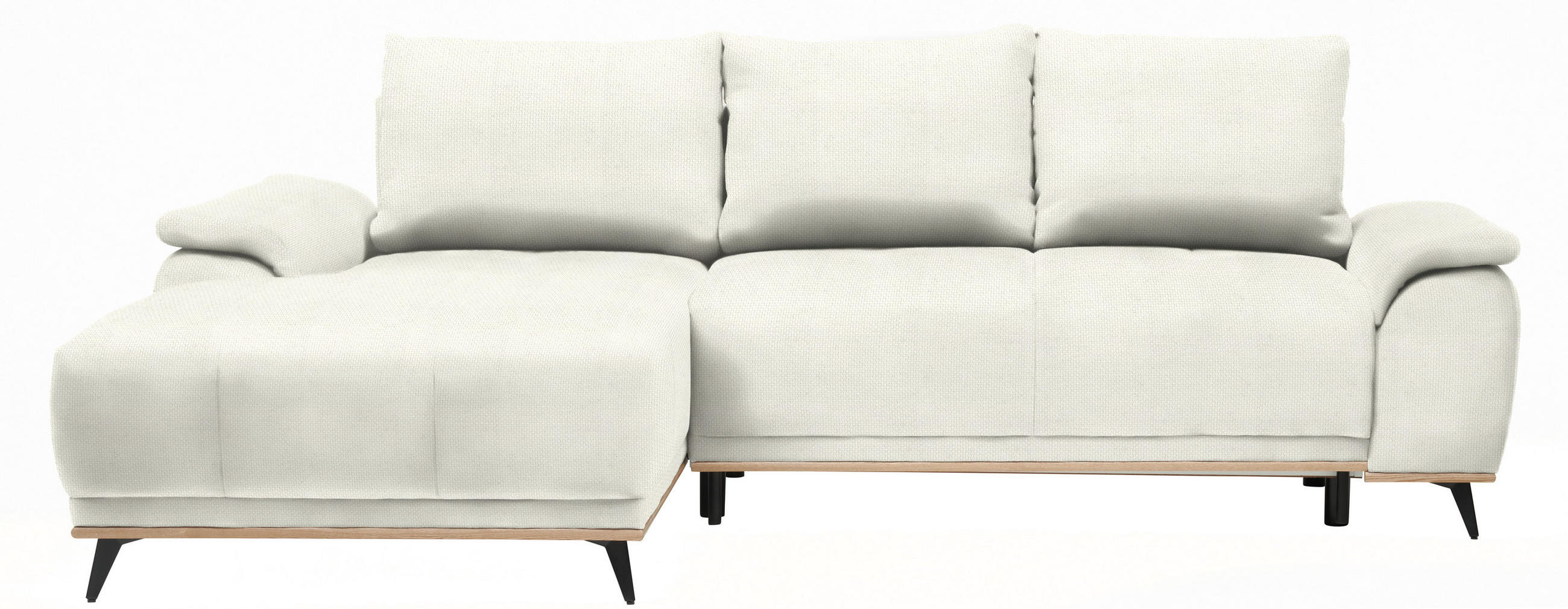ECKSOFA in Struktur Weiß  - Schwarz/Weiß, MODERN, Textil/Metall (168/262cm) - home24