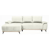 ECKSOFA in Struktur Weiss  - Weiss/Schwarz, Modern, Textil/Metall (168/262cm) - home24