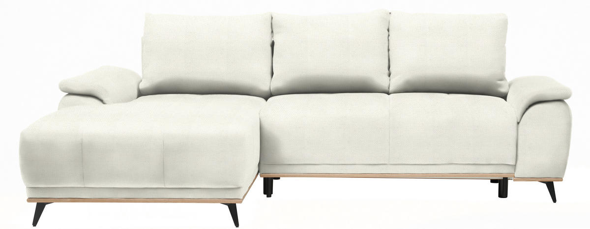 ECKSOFA in Struktur Weiss  - Weiss/Schwarz, Modern, Textil/Metall (168/262cm) - home24