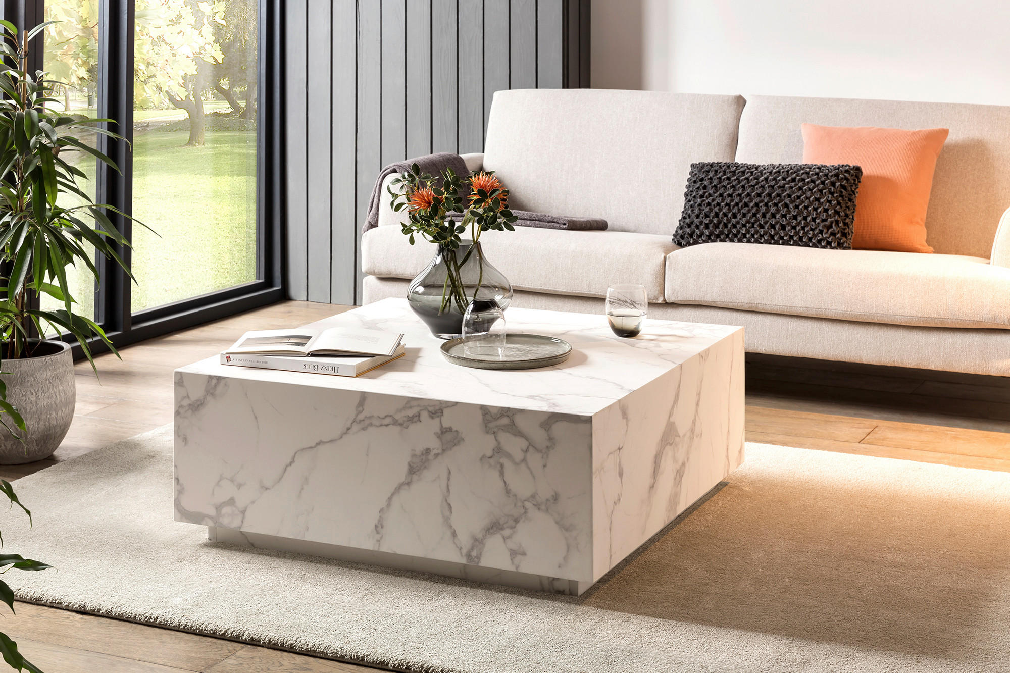 COUCHTISCH 90/90/35 cm quadratisch Weiß  - Weiß, Design, Holzwerkstoff (90/90/35cm) - Livetastic