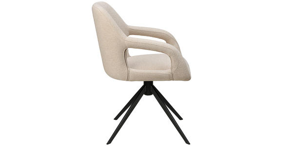 ARMLEHNSTUHL in Eisen Webstoff - Beige/Schwarz, Design, Textil/Metall (59,5/85,5/61,5cm) - Novel