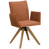 ARMLEHNSTUHL  in Lederlook  - Eichefarben/Cognac, Konventionell, Holz/Textil (64/91/61cm) - Moderano