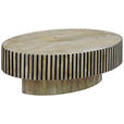 COUCHTISCH Mangoholz vollmassiv 110/60/35 cm oval Naturfarben, Schwarz  - Schwarz/Naturfarben, Design, Holz (110/60/35cm) - Ambia Home