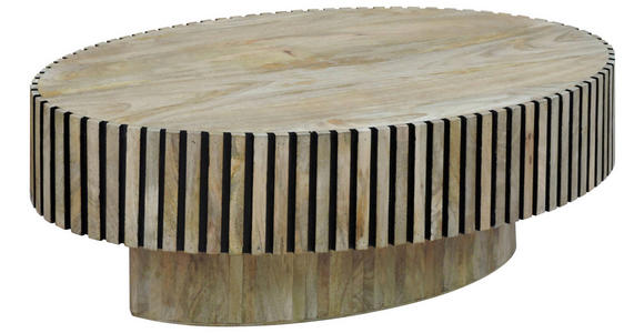 COUCHTISCH Mangoholz vollmassiv 110/60/35 cm oval Naturfarben, Schwarz  - Schwarz/Naturfarben, Design, Holz (110/60/35cm) - Ambia Home