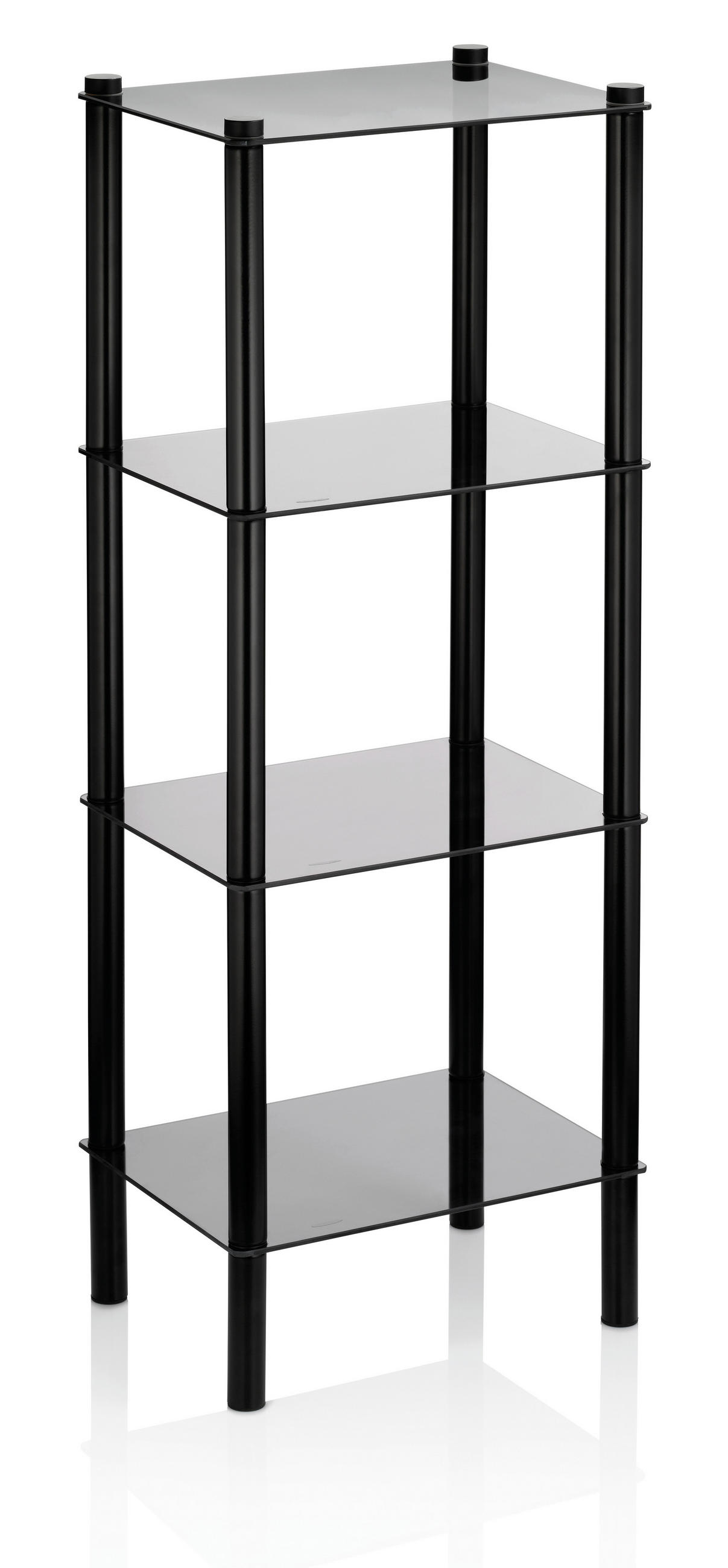 BADEZIMMERREGAL  - Schwarz, Basics, Glas/Metall (40,00/30,00/107,00cm) - Kela