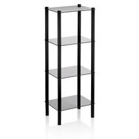 BADEZIMMERREGAL  - Schwarz, Basics, Glas/Metall (40,00/30,00/107,00cm) - Kela