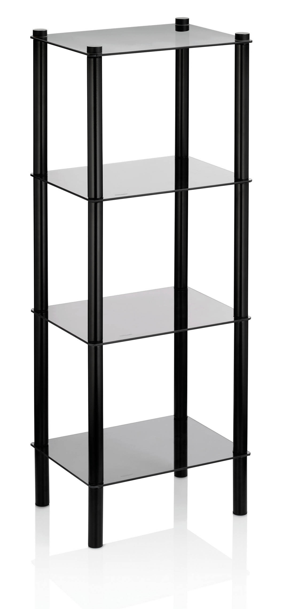 BADEZIMMERREGAL  - Schwarz, Basics, Glas/Metall (40,00/30,00/107,00cm) - Kela