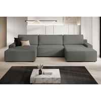 WOHNLANDSCHAFT CHALLENGE Greige Struktur  - Greige/Schwarz, MODERN, Kunststoff/Textil (168/333/168cm) - Trendmanufaktur