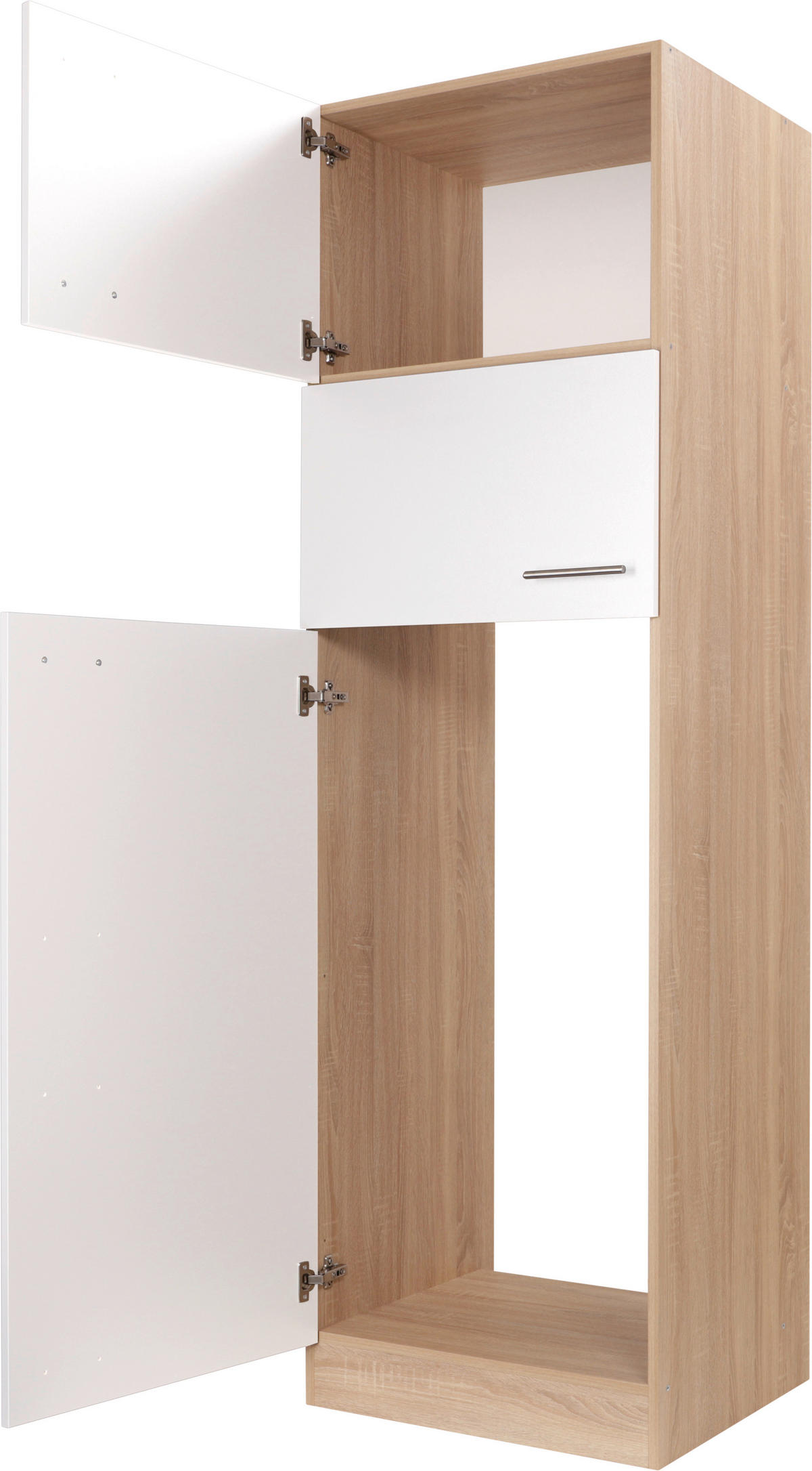GERÄTEUMBAUSCHRANK 60/200/60 cm  in Weiß, Eichefarben  - Eichefarben/Silberfarben, Basics, Holzwerkstoff/Metall (60/200/60cm) - Respekta