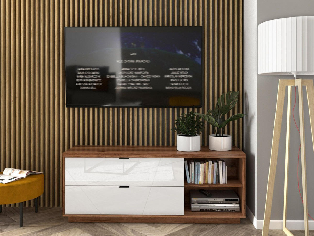 TV KOMODA bela, boja hrasta  - boja hrasta/bela, Dizajnerski, metal/pločasti materijal (156/61/42,5cm) - Xora