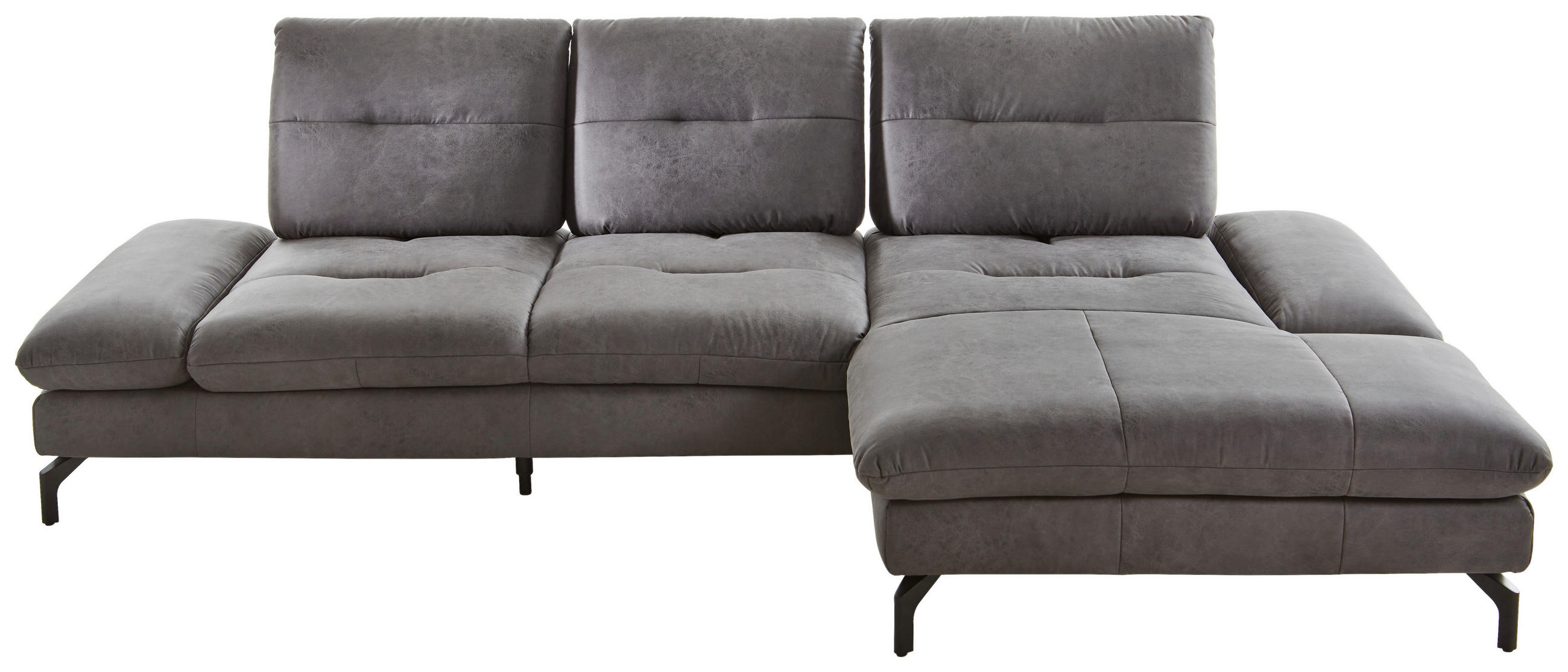 ECKSOFA Mikrofaser Dunkelgrau  - Dunkelgrau/Schwarz, Konventionell, Textil/Metall (284/176cm) - MID.YOU