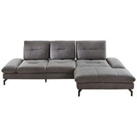 ECKSOFA Mikrofaser Dunkelgrau  - Dunkelgrau/Schwarz, Konventionell, Textil/Metall (284/176cm) - MID.YOU