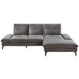 ECKSOFA Dunkelgrau Mikrofaser  - Dunkelgrau/Schwarz, KONVENTIONELL, Textil/Metall (284/176cm) - Carryhome