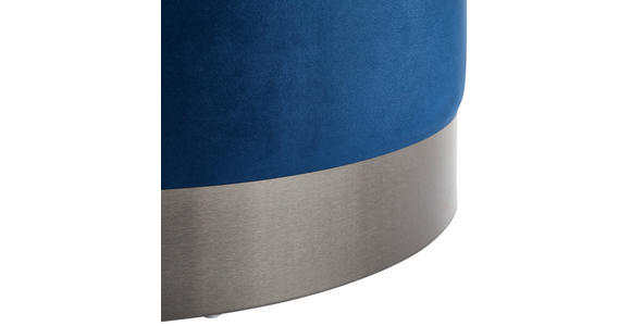 HOCKER Samt Blau, Grau  - Blau/Grau, Trend, Textil/Metall (55/35/55cm) - Xora