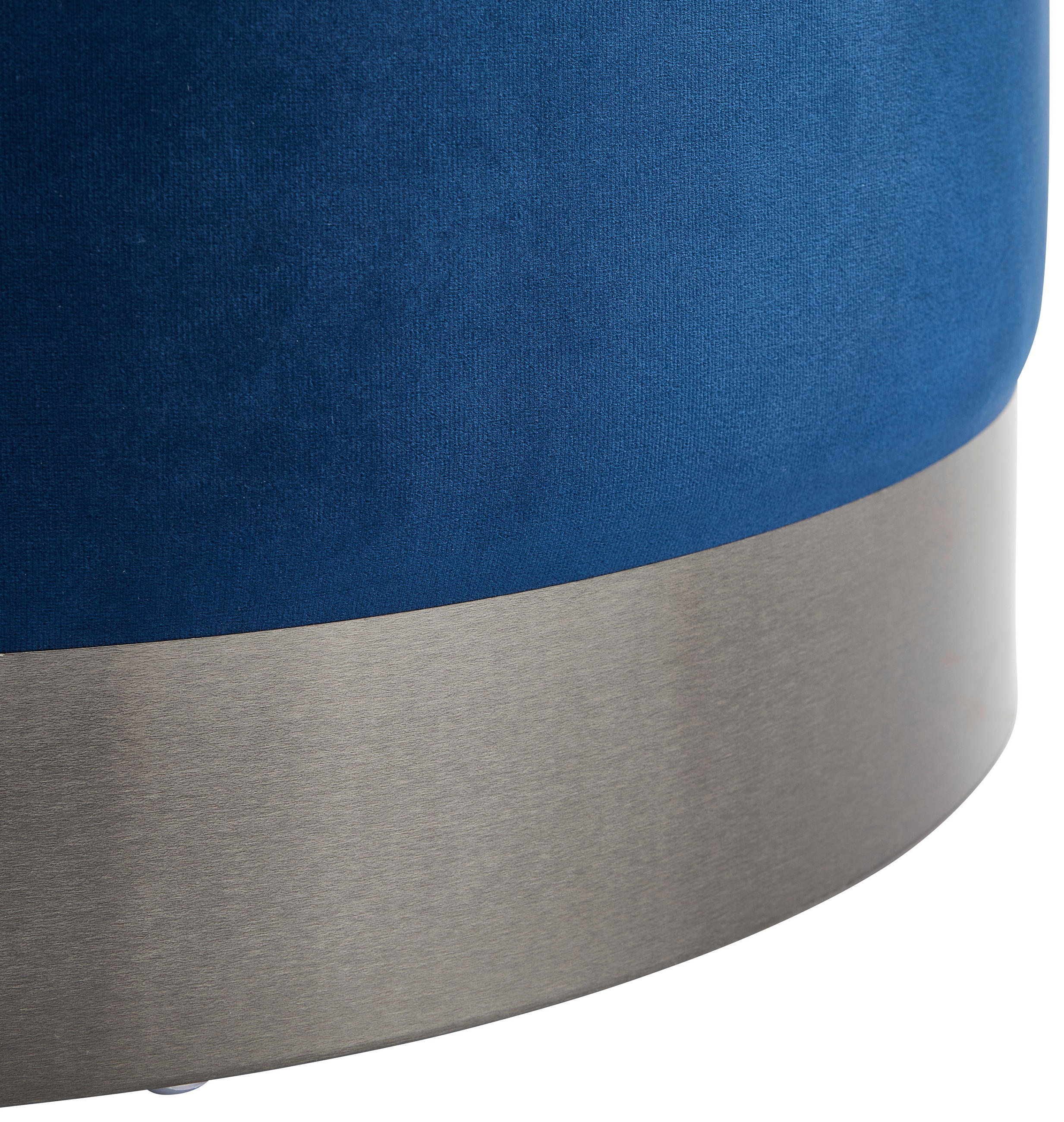HOCKER Samt Blau, Grau  - Blau/Grau, Trend, Textil/Metall (55/35/55cm) - Xora