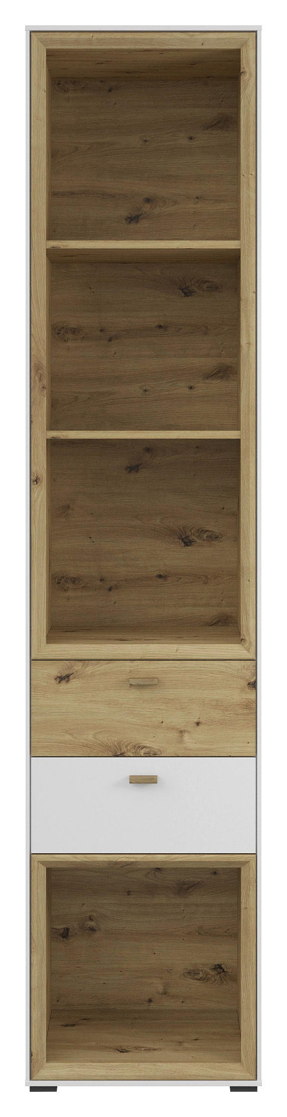 STANDREGAL  47,5/214,4/38 cm Weiß, Eiche Artisan  - Eichefarben/Schwarz, MODERN, Holz/Holzwerkstoff (47,5/214,4/38cm) - Hom`in