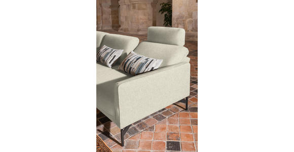 ECKSOFA in Flachgewebe, Struktur Creme  - Anthrazit/Creme, Design, Textil/Metall (254/230cm) - Ambiente